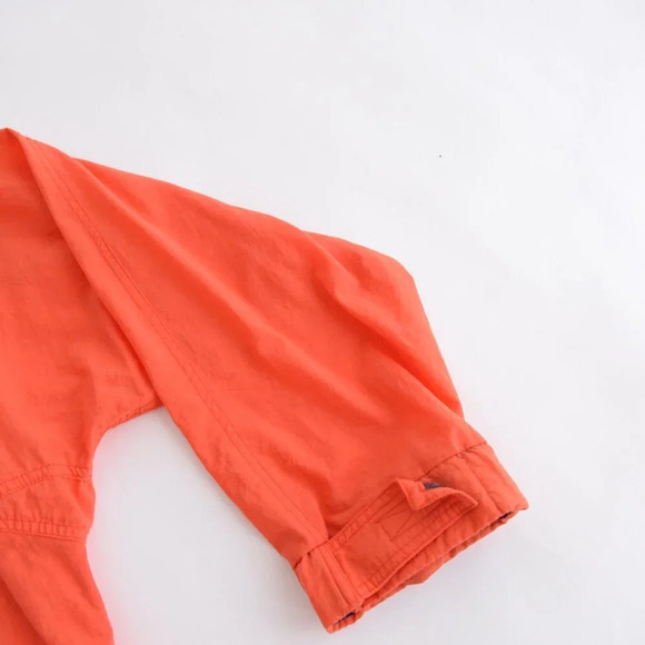 80S Dash Life Adventures Orange Quarter Zip Nautical Windbreaker Pullover Jacket - Picture 5 of 10